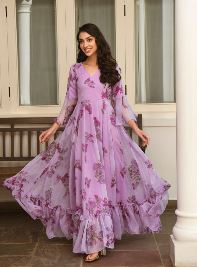 Women's Lavender Maxi Dress Floral - 1Pc Se
