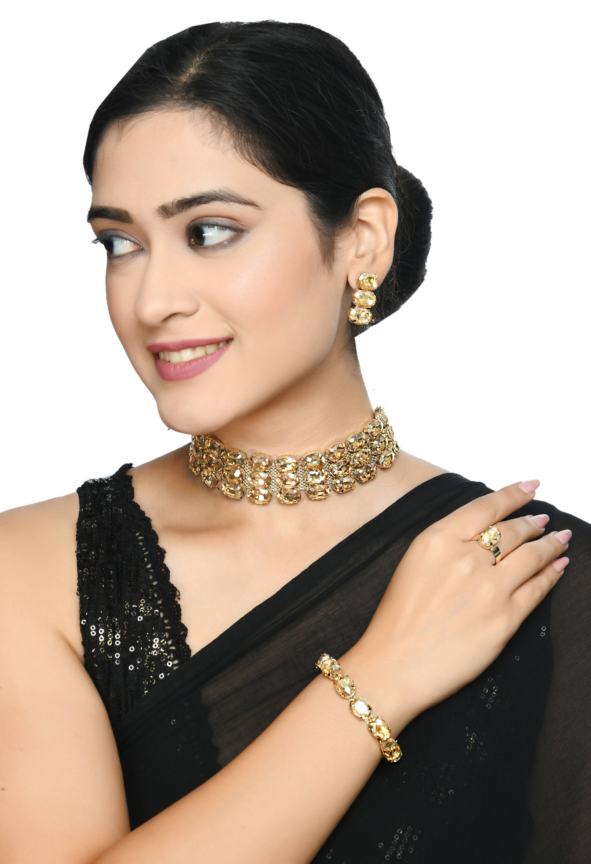Johar Kamal Designer Choker Set Earrings, Bracelet and Ring Jkms_171