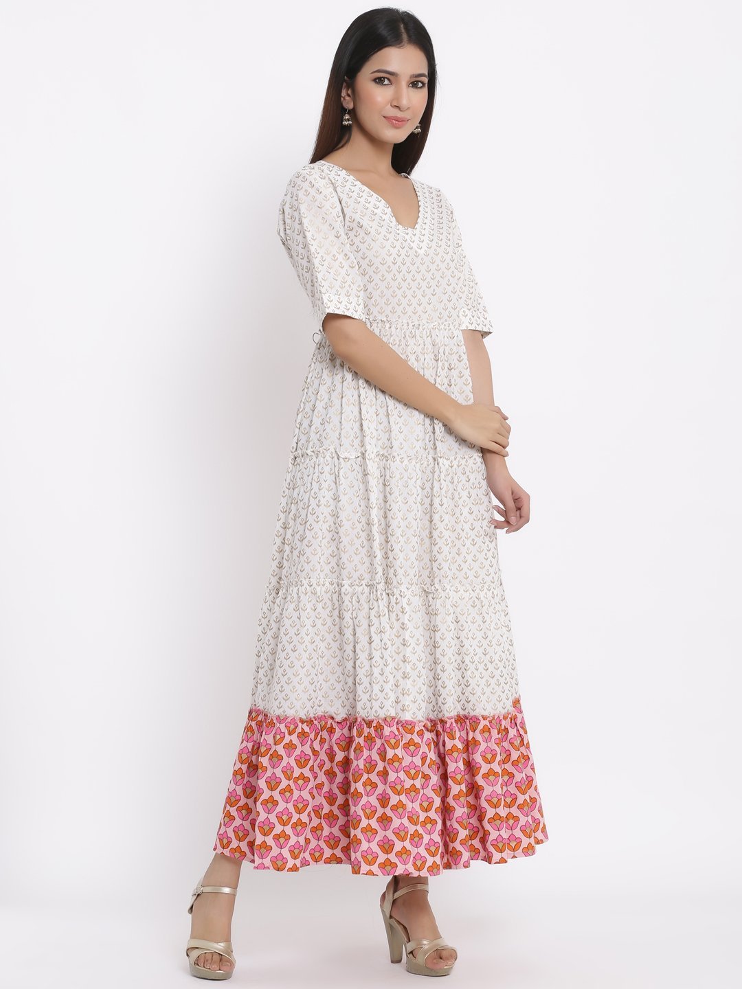 Women's White Cotton Maxi Dress by Kipek (1pc)