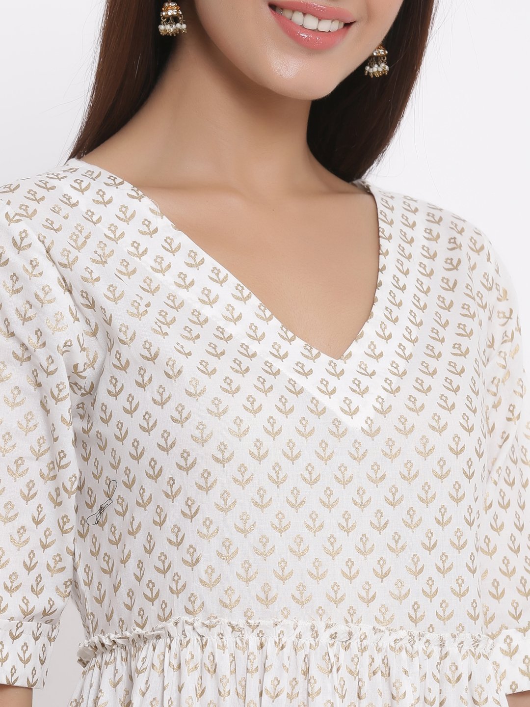 Women's White Cotton Maxi Dress by Kipek (1pc)