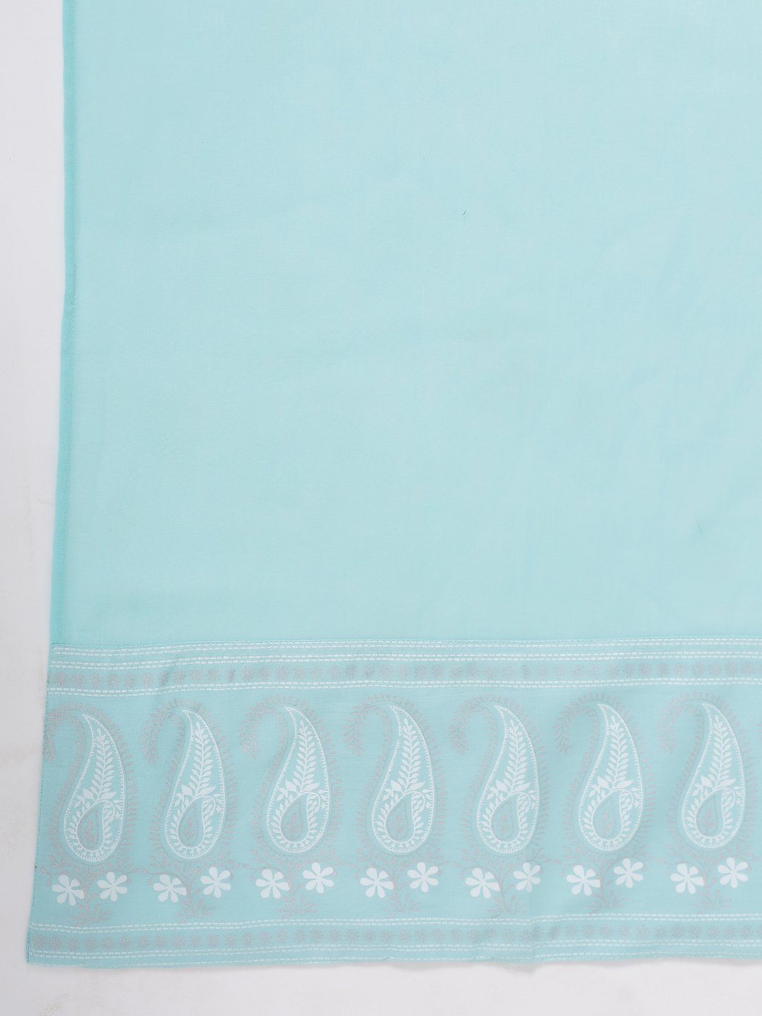 Women's Sky Blue Printed Cotton Kurta and Palazzo set by Kipek- (3pcs set)