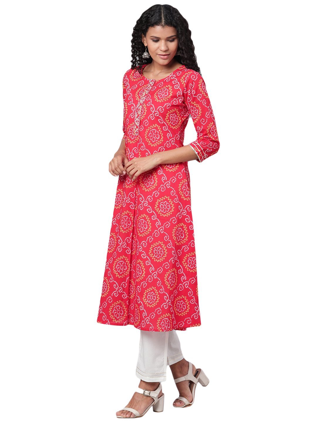 Women Red Printed Cotton Kurta & Pant Set by Myshka (2 Pc Set)