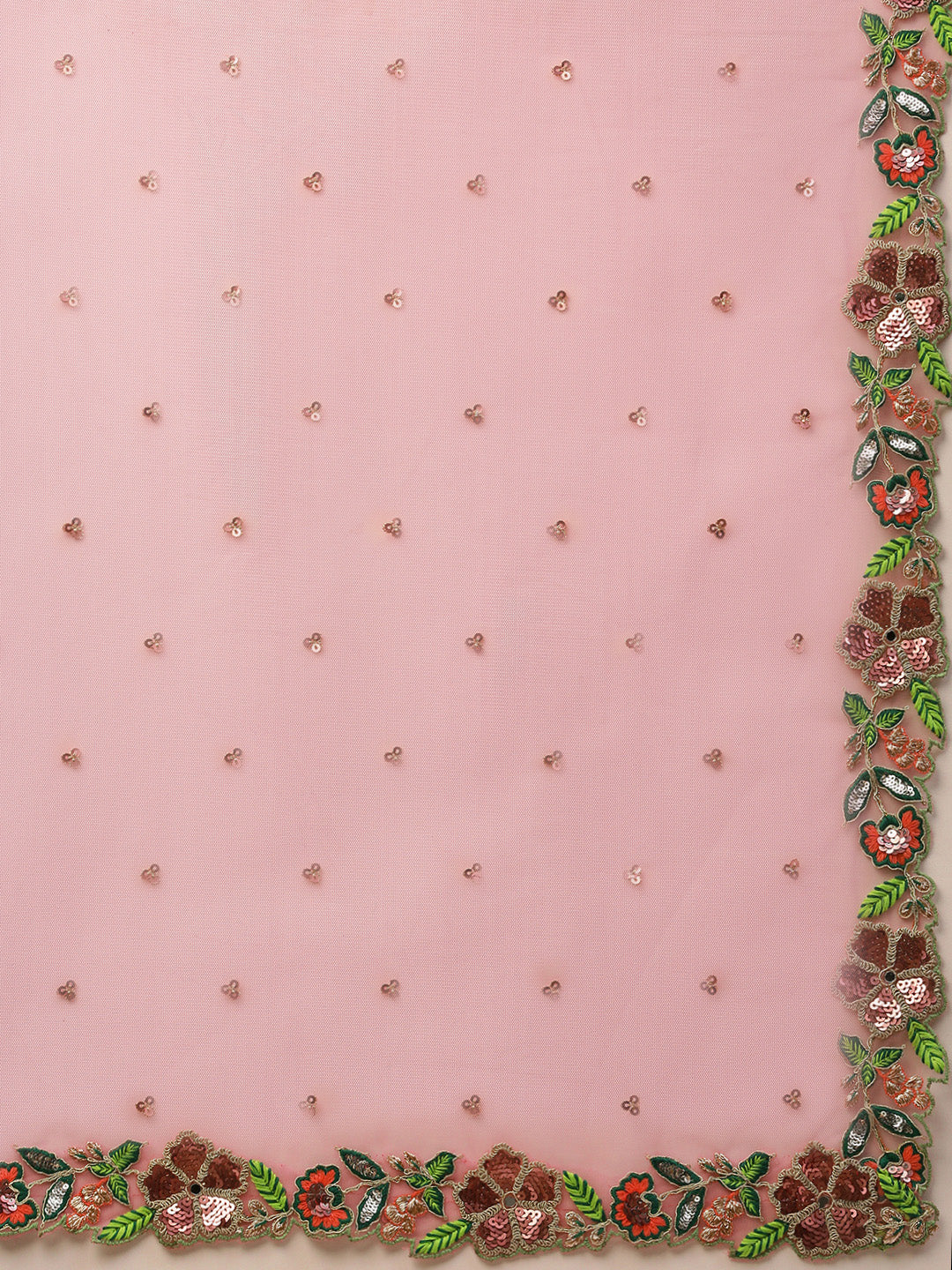Women's Pink Net Sequince Cut Work Lehenga & Blouse With Dupatta - Royal Dwells