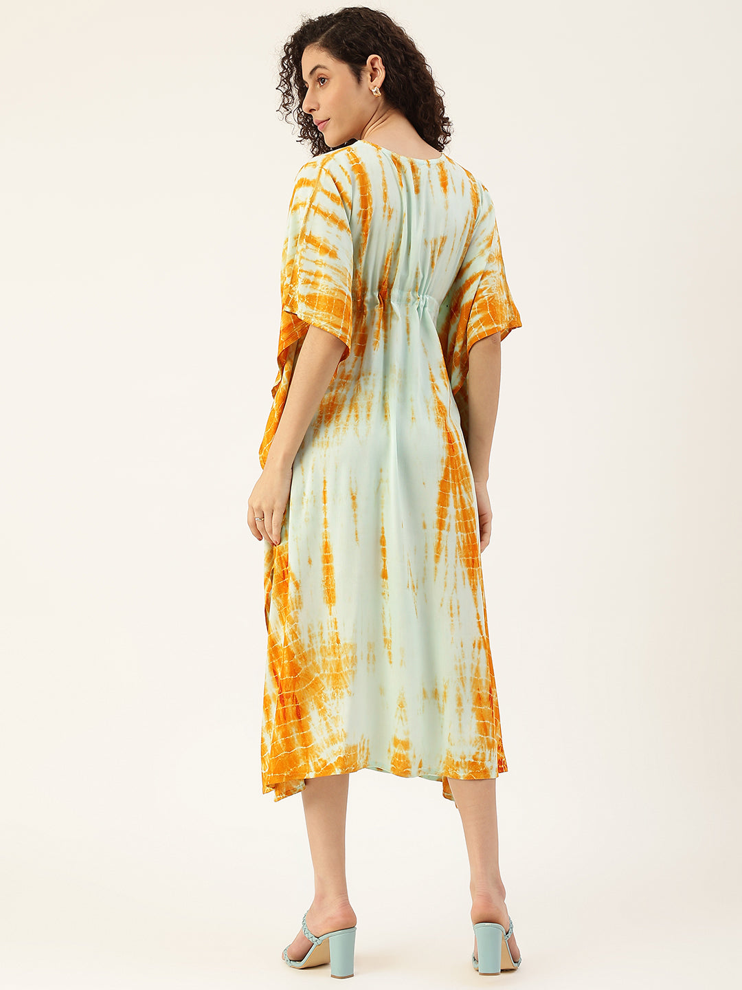 Women's Crumple Tie-dye Rayon Kaftan Dress - Maaesa