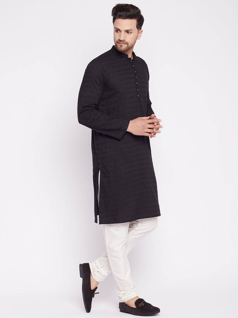 Men's Long Kurta with Band Colla
