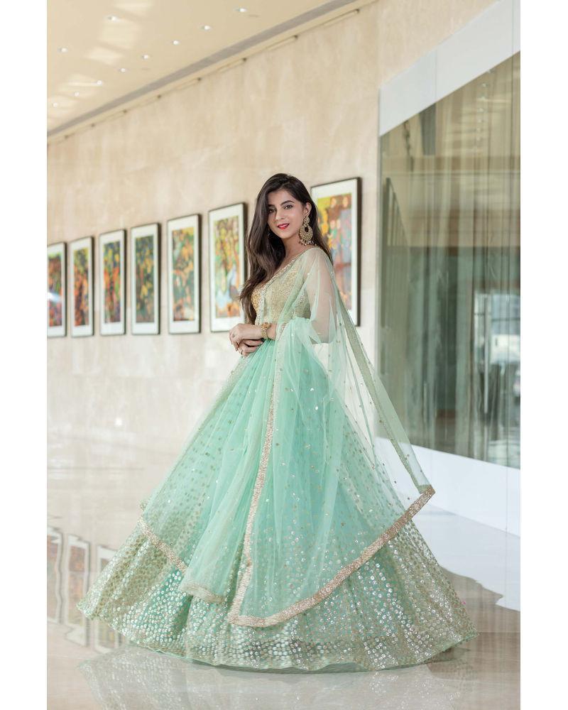 Women's Turquoise Blue Lehenga - Label Shaurya Sanadhya | Latest bridal  dresses, Function dresses, Simple lehenga