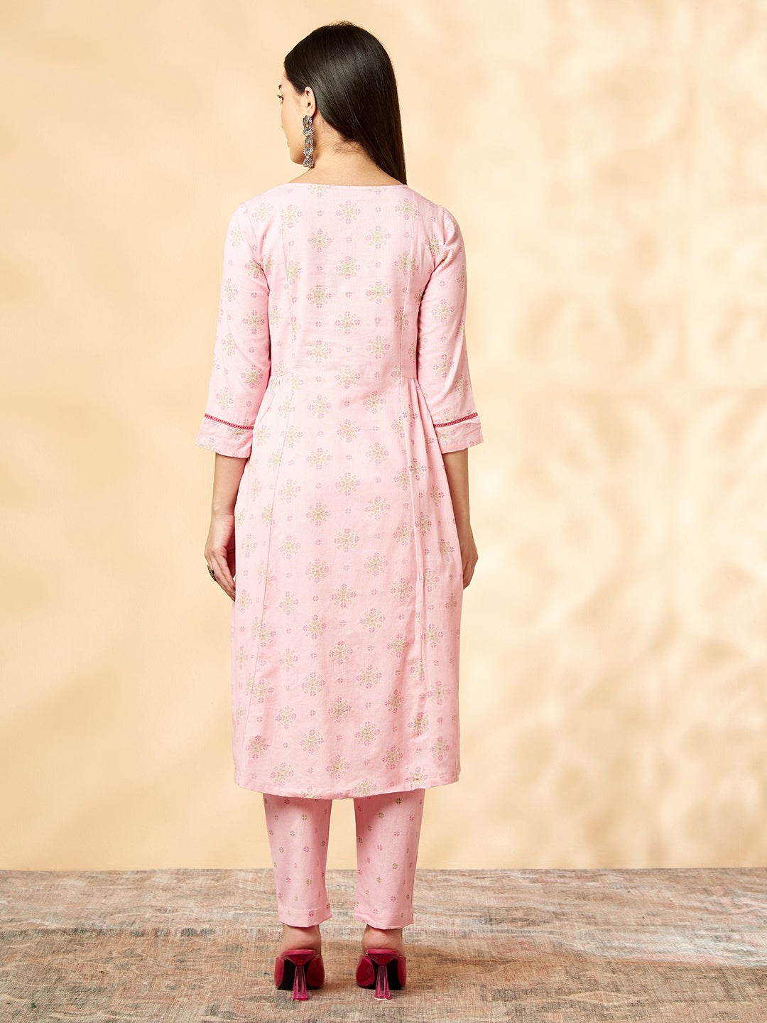Women's Pink Printed Kurta Set - IMARA