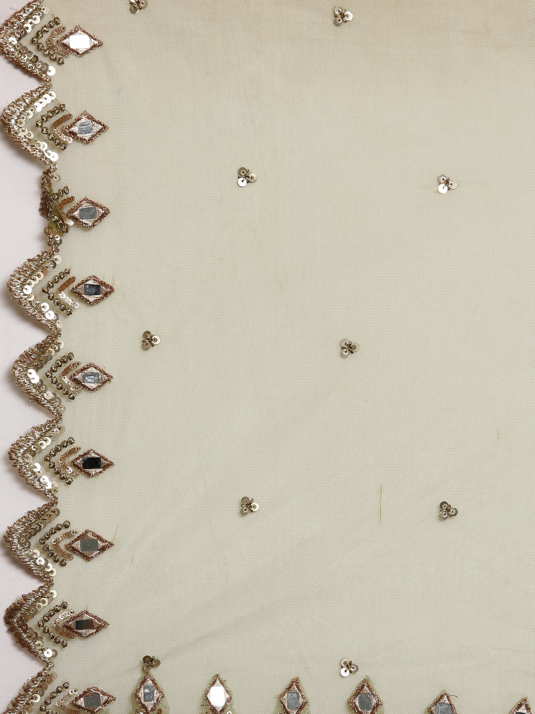 Women's Olive Net Embroidered Mirror Lehenga & Blouse With Dupatta - Royal Dwells