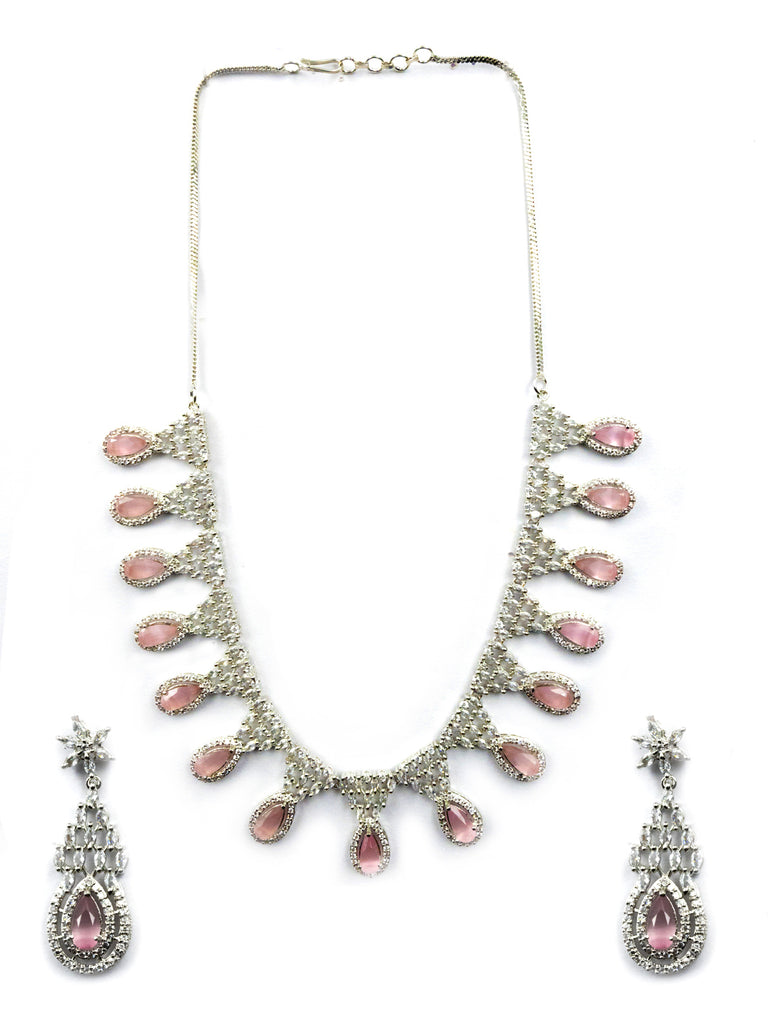 Women's Fashionable Cubic Zirconia Multi Tear Drop Necklace Set for Parties