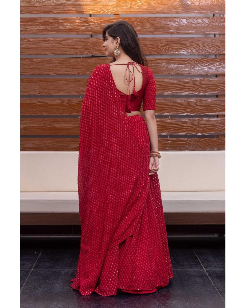 Women's Red Thread Work Lehenga Choli