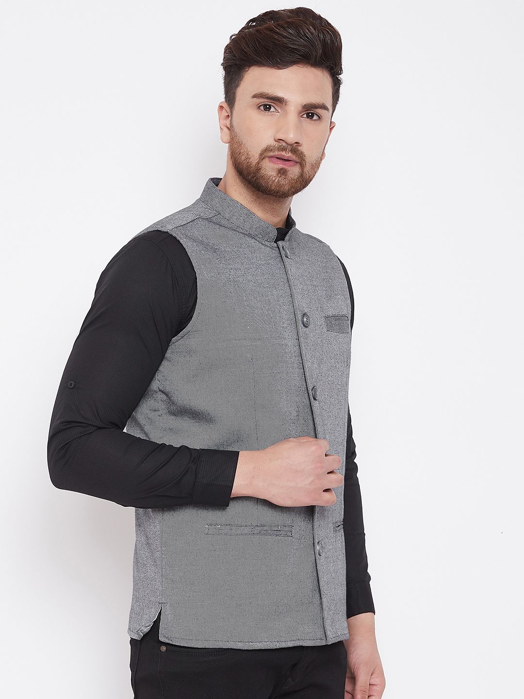 Men's Grey Nehru Jacket