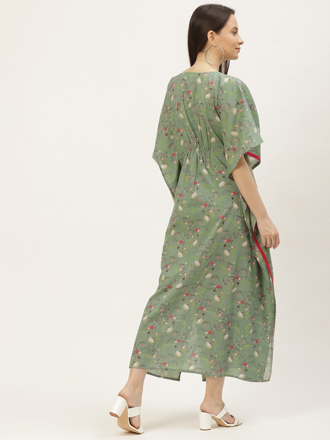 Women's Green  Printed Kaftan Dress (1pc) - Maaesa