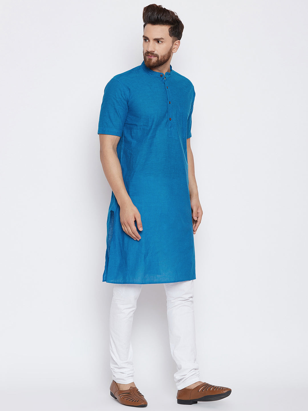 Men's Royal Blue Solid Kurta