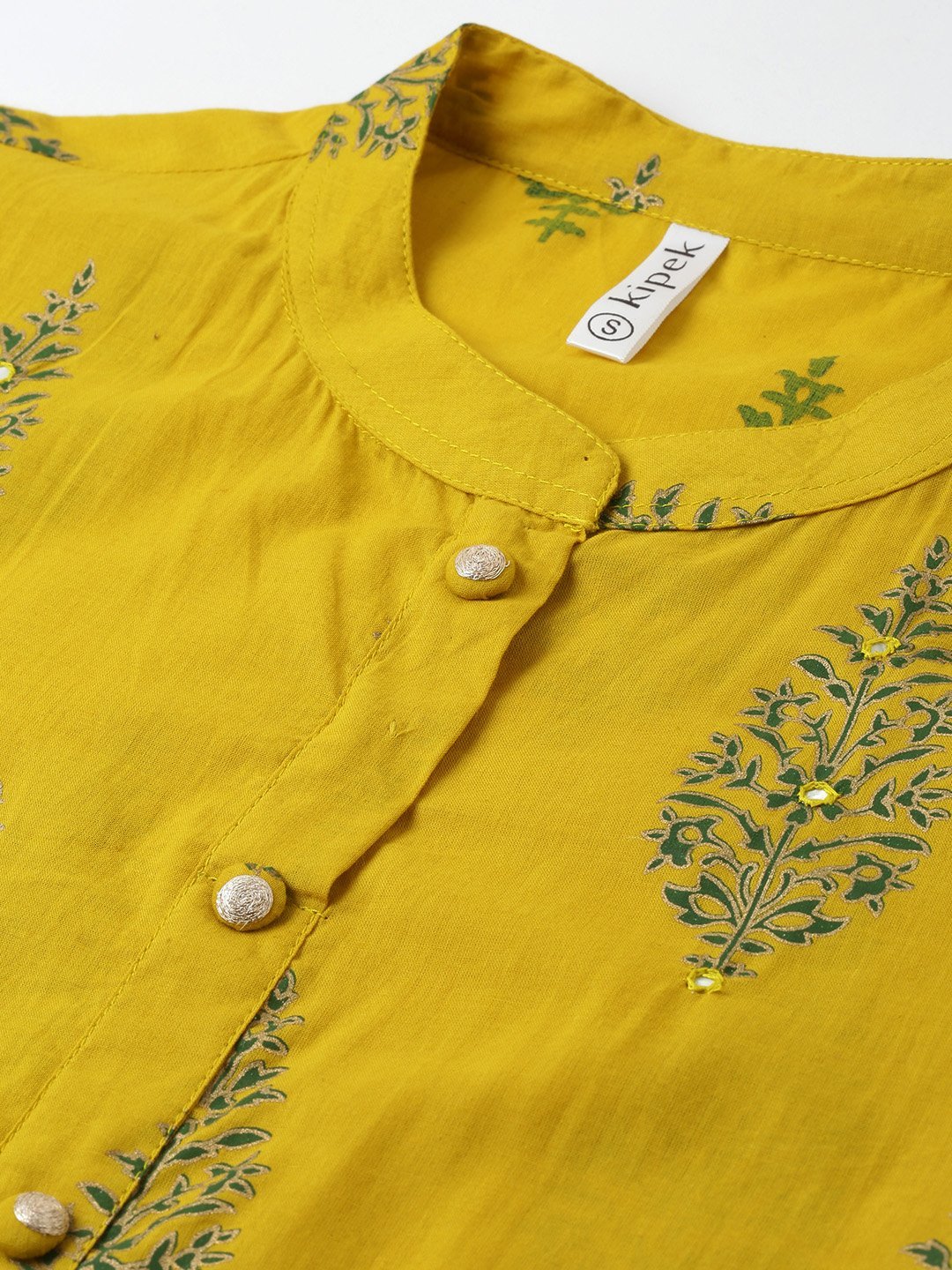 Women's Mustard Yellow Cotton Anarkali Kurta by Kipek (1pc)