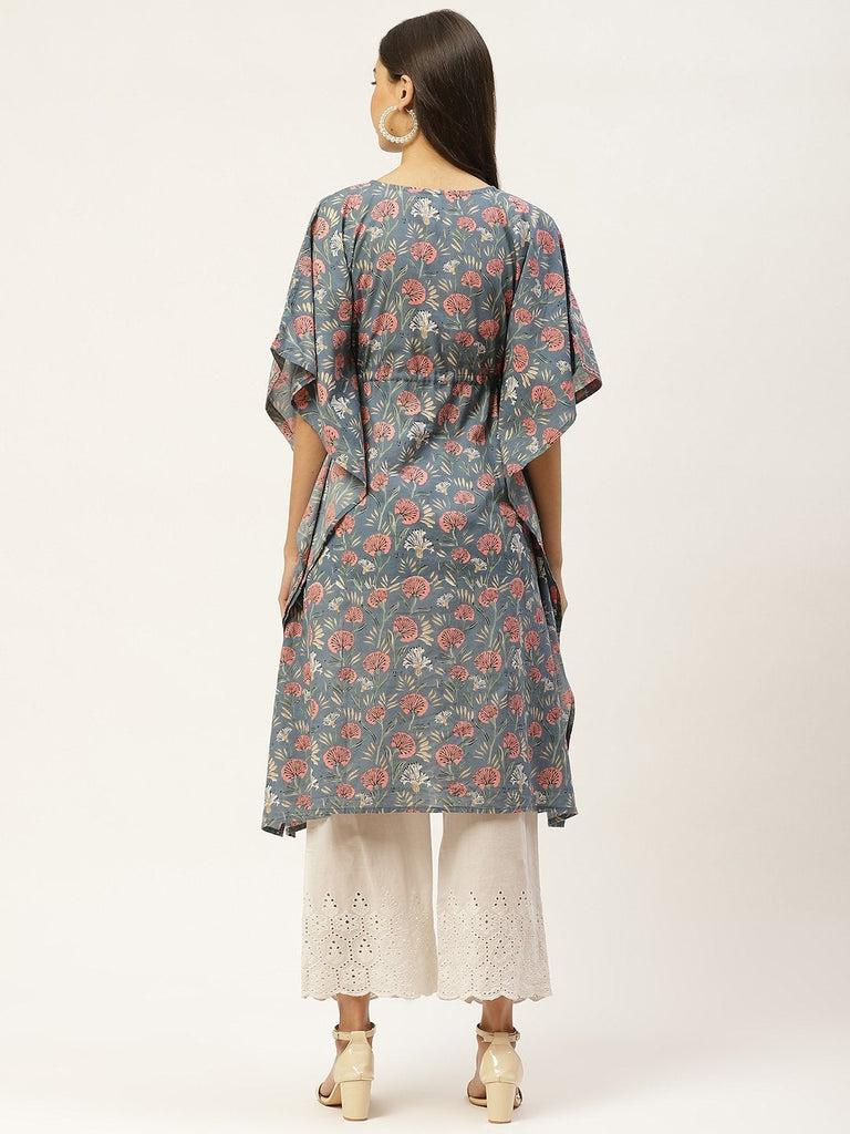 Women's Cotton Blue Kaftan Kurta