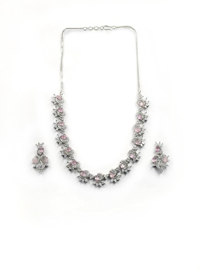 Women's Graceful American Diamond Necklace Set with Earrings