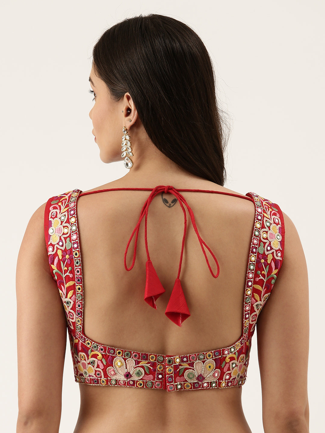 Women's Red Toned Handmade Silk Blouse - Royal Dwells