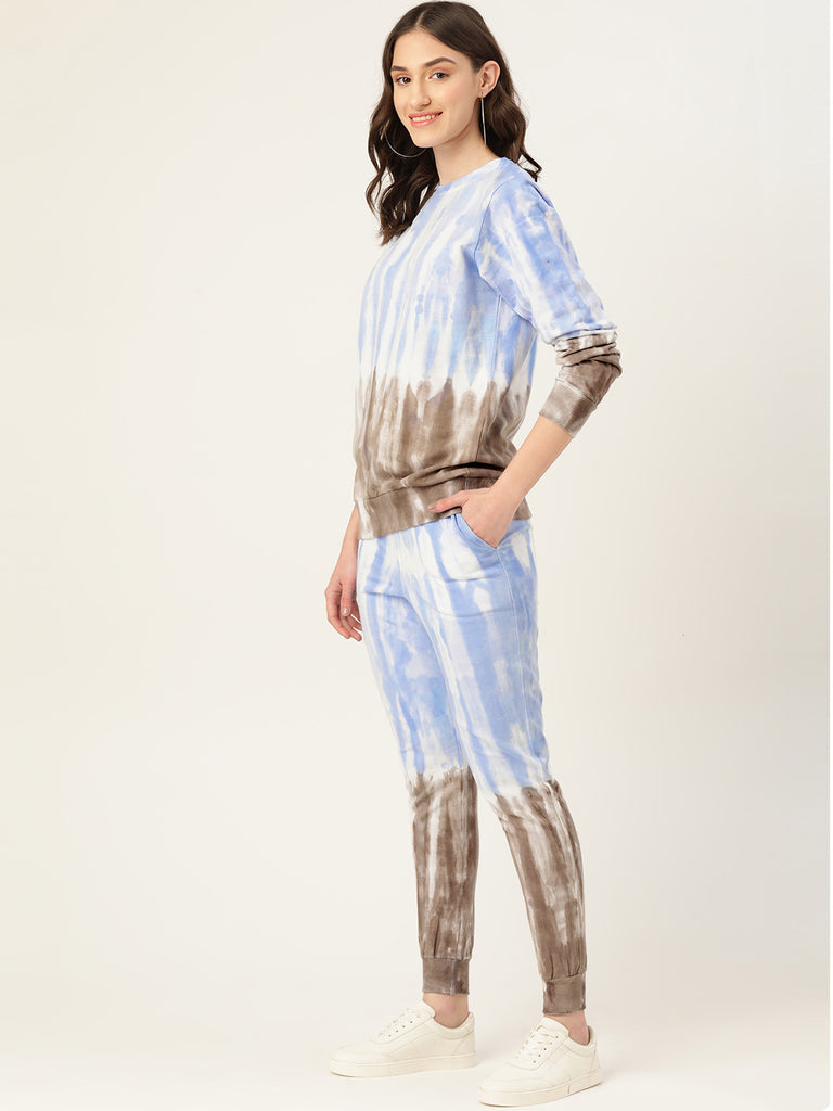Women's Blue And Grey Tie Dye Sweatshirt With joggers