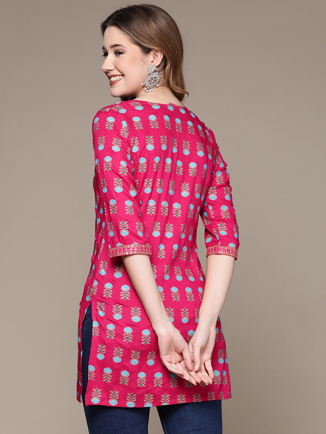 Women's Pink Printed Tunic