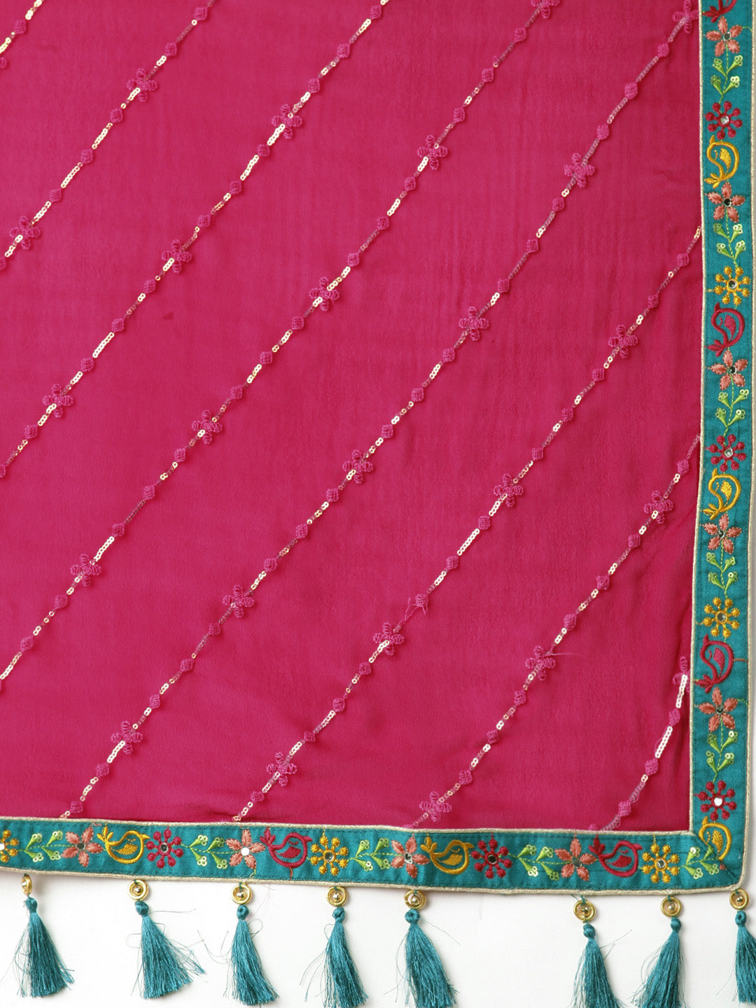 Women's Yellow Pure Silk Thread & Mirror Work Lehenga & Blouse With Dupatta - Royal Dwells