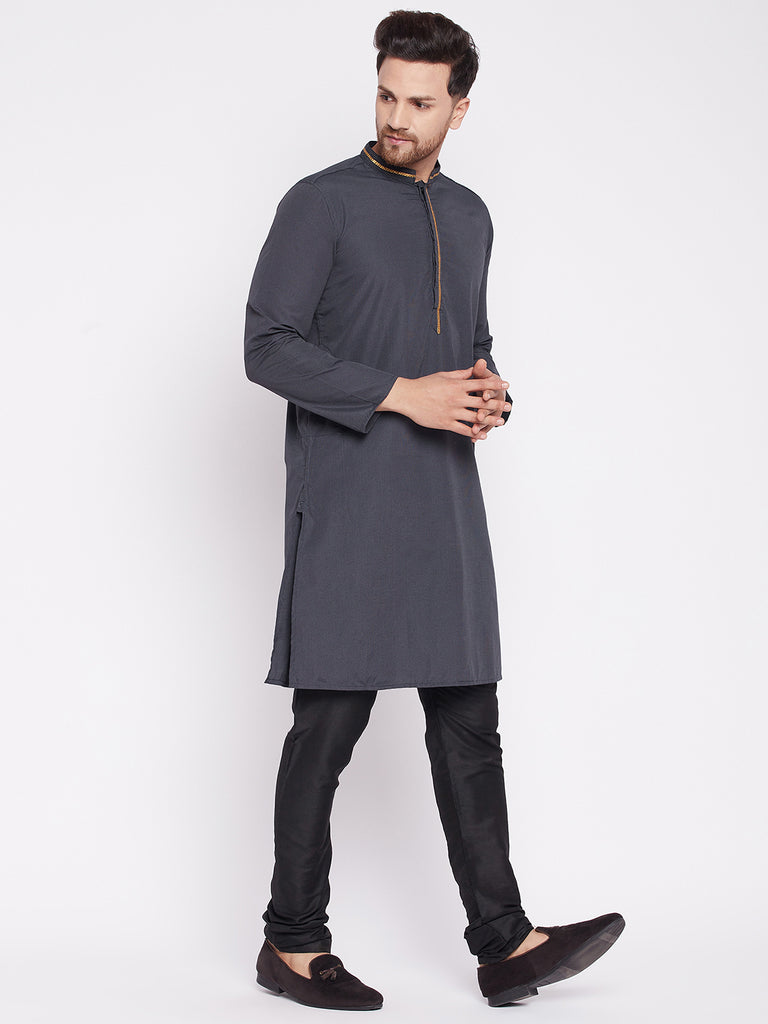 Men's Long Kurta with Band Colla