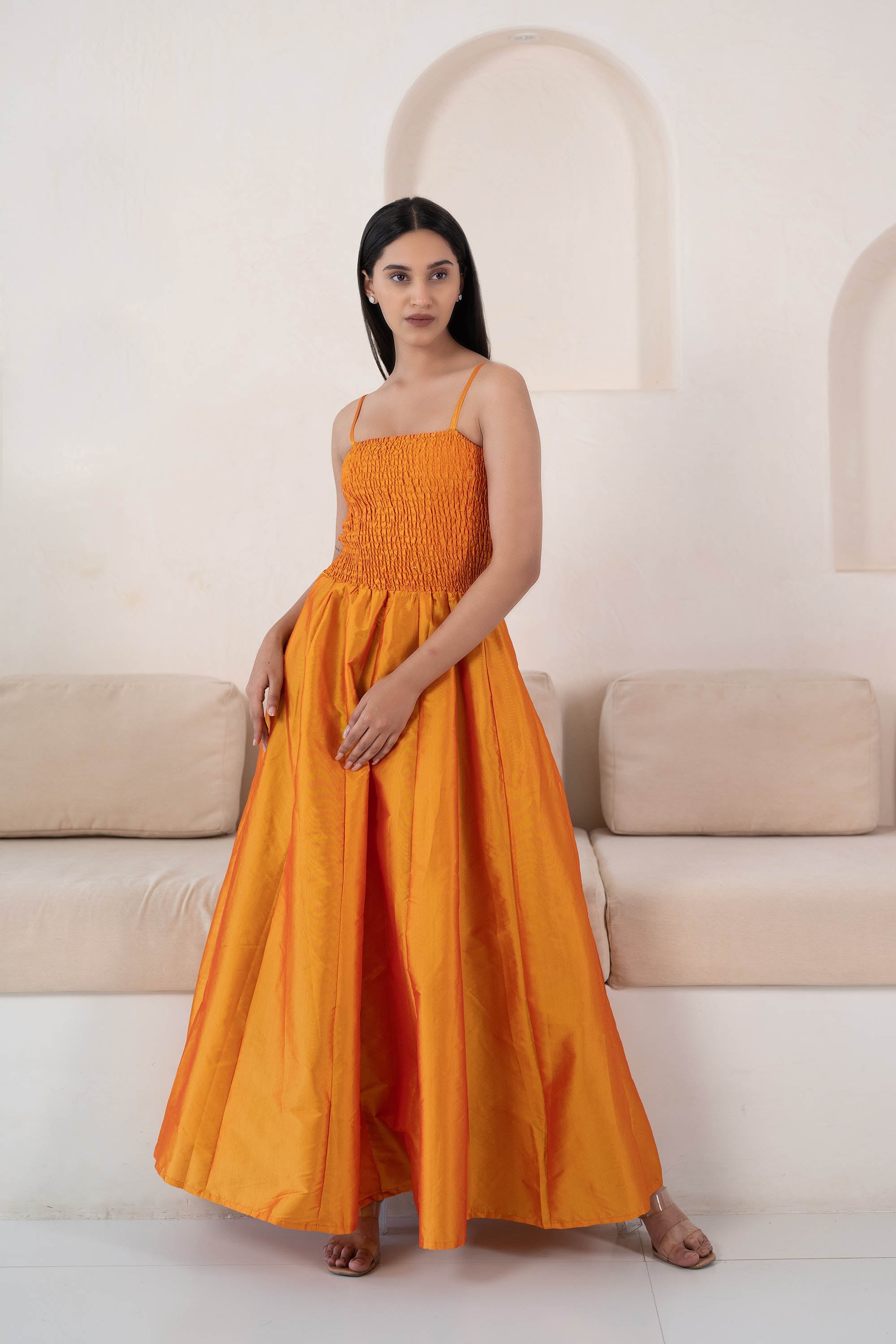 Yellow Gown Dress For Women By Saras The Label- (1Pc Set)