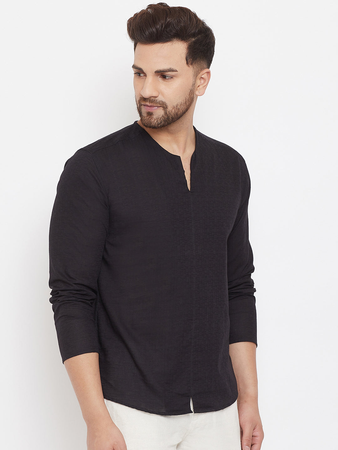 Men's Black Summer Casual Shirt Kurta