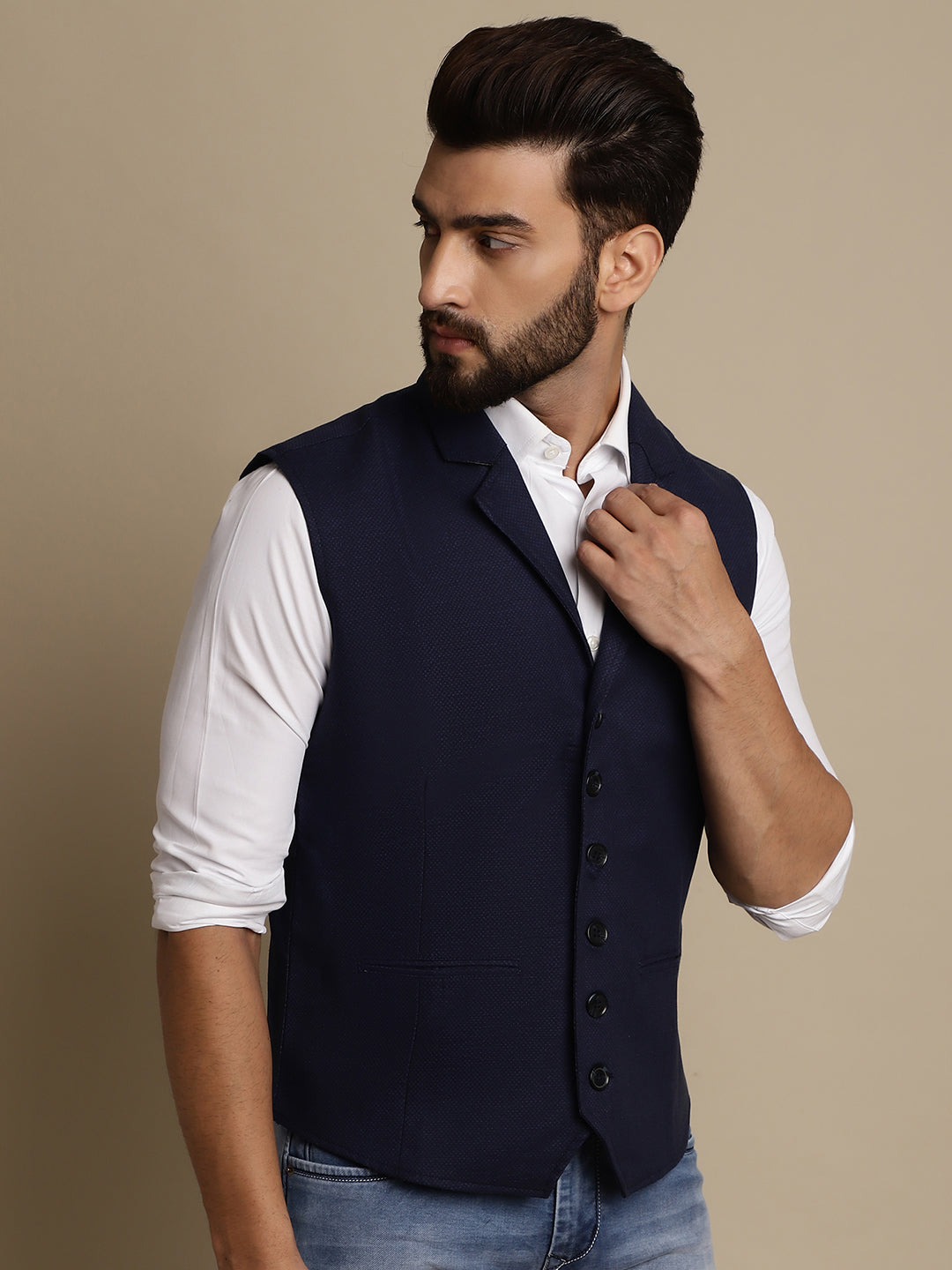 Men's Waistcoat With Notched Lapel - Even Apparels