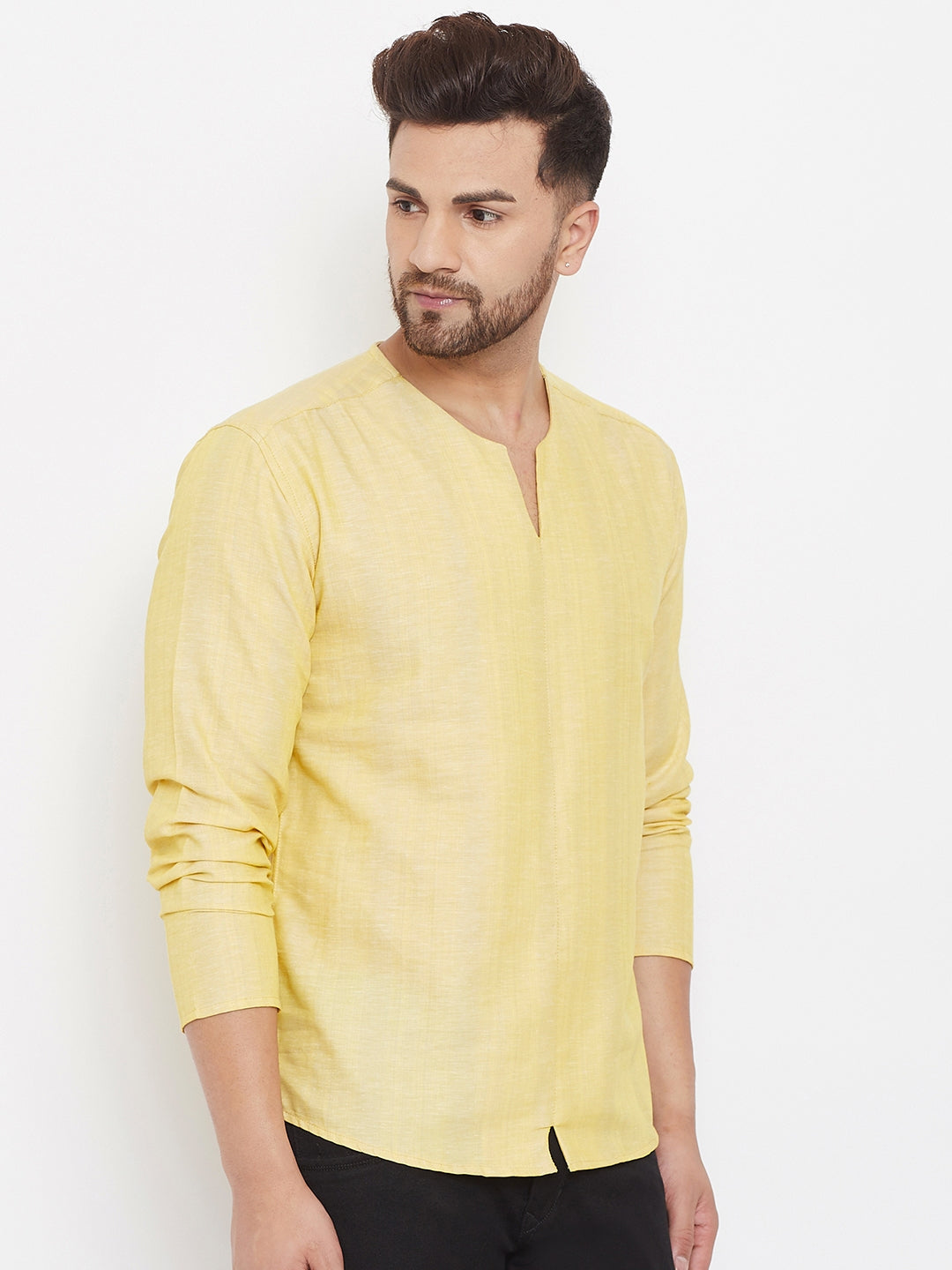 Men's Yellow Summer Casual Shirt Kurta