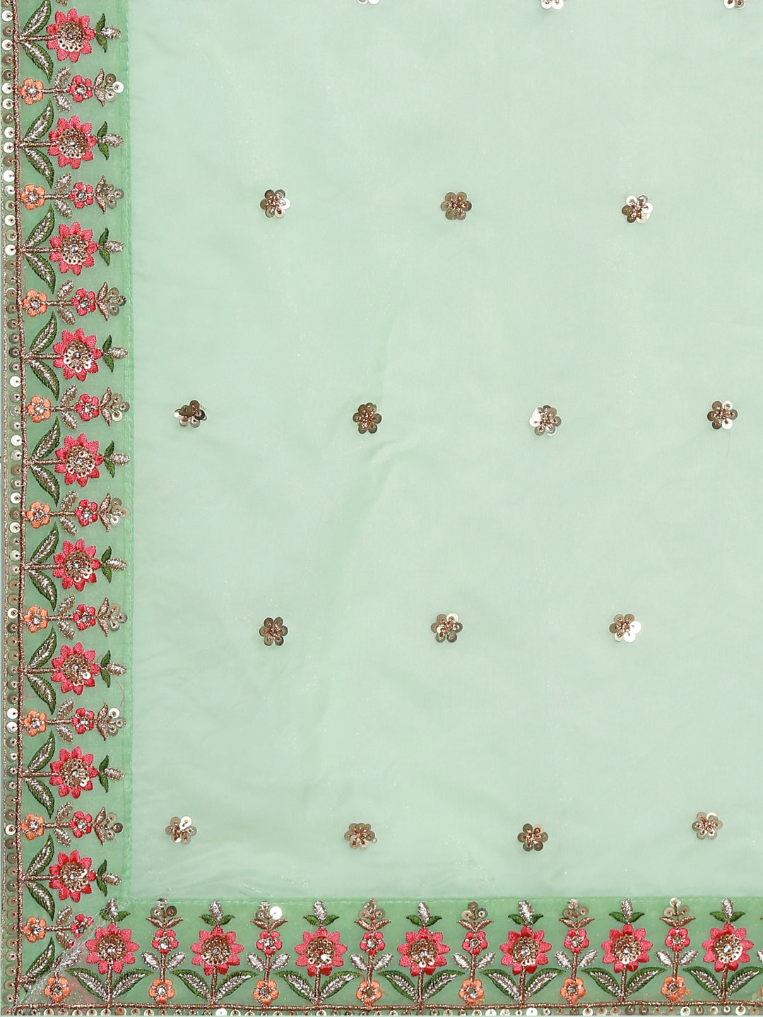 Women's Coral Pure Silk Thread Work Lehenga & Blouse With Dupatta - Royal Dwells