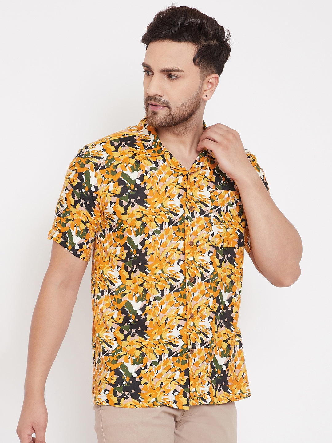 Men's Orange Summer Casual Shirt