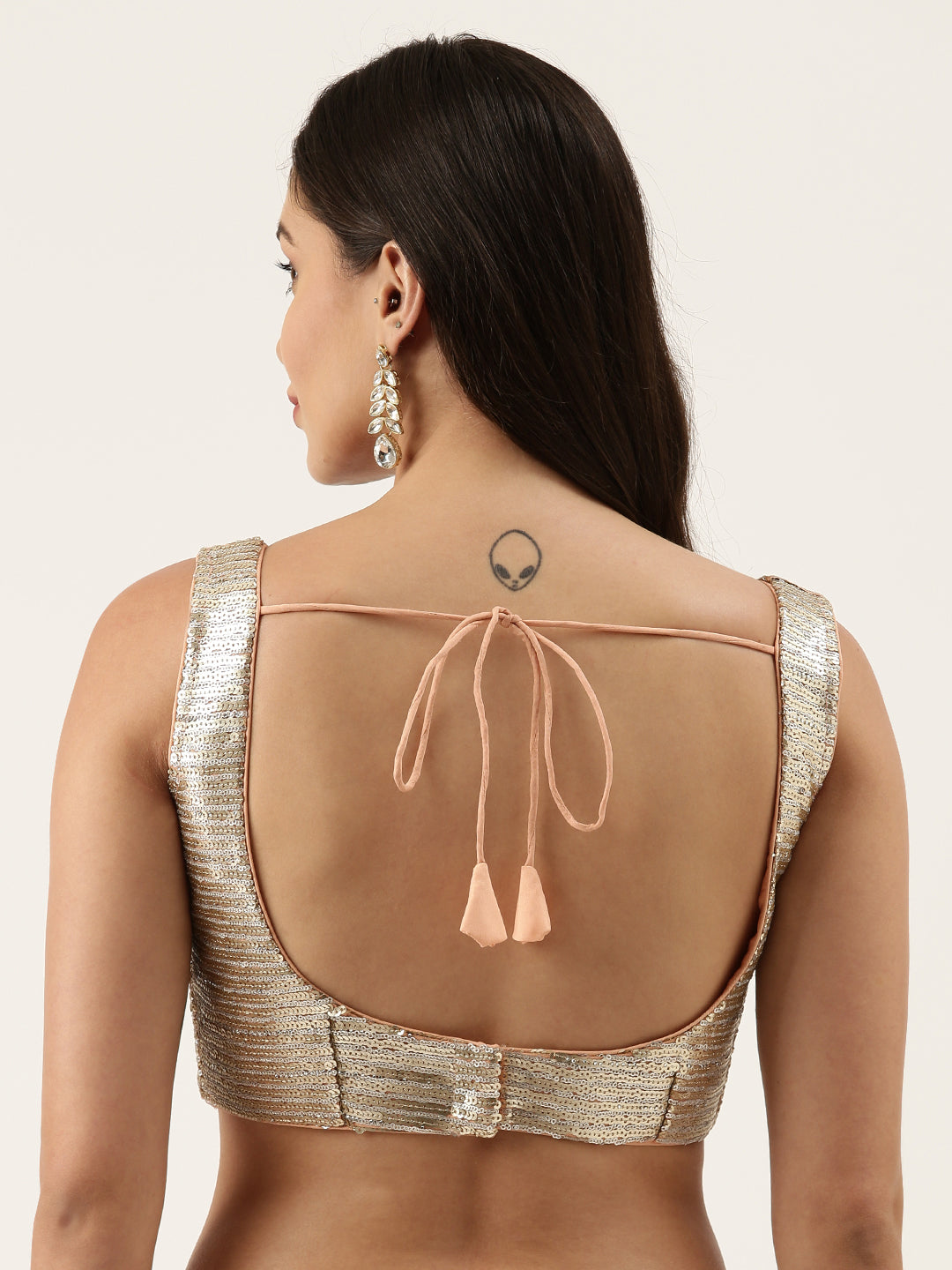 Women's Peach Golden Embroidery Blouse - Royal Dwells