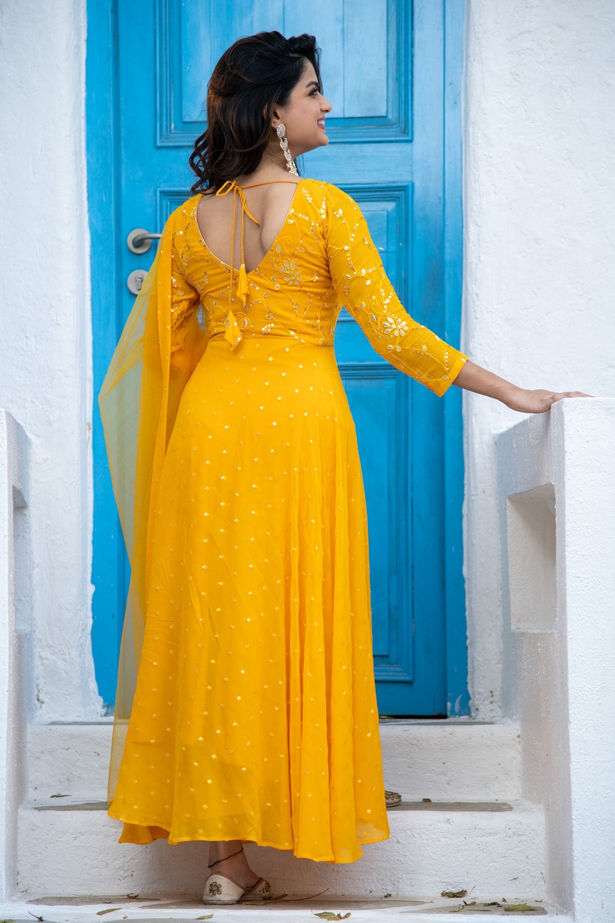 Women's Mustard Yellow Anarkali Set - Label Shaurya Sanadhya