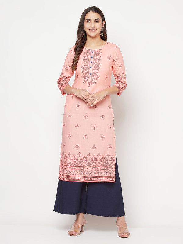 Women's Rayon Digital Screen print straight kurta,Pea