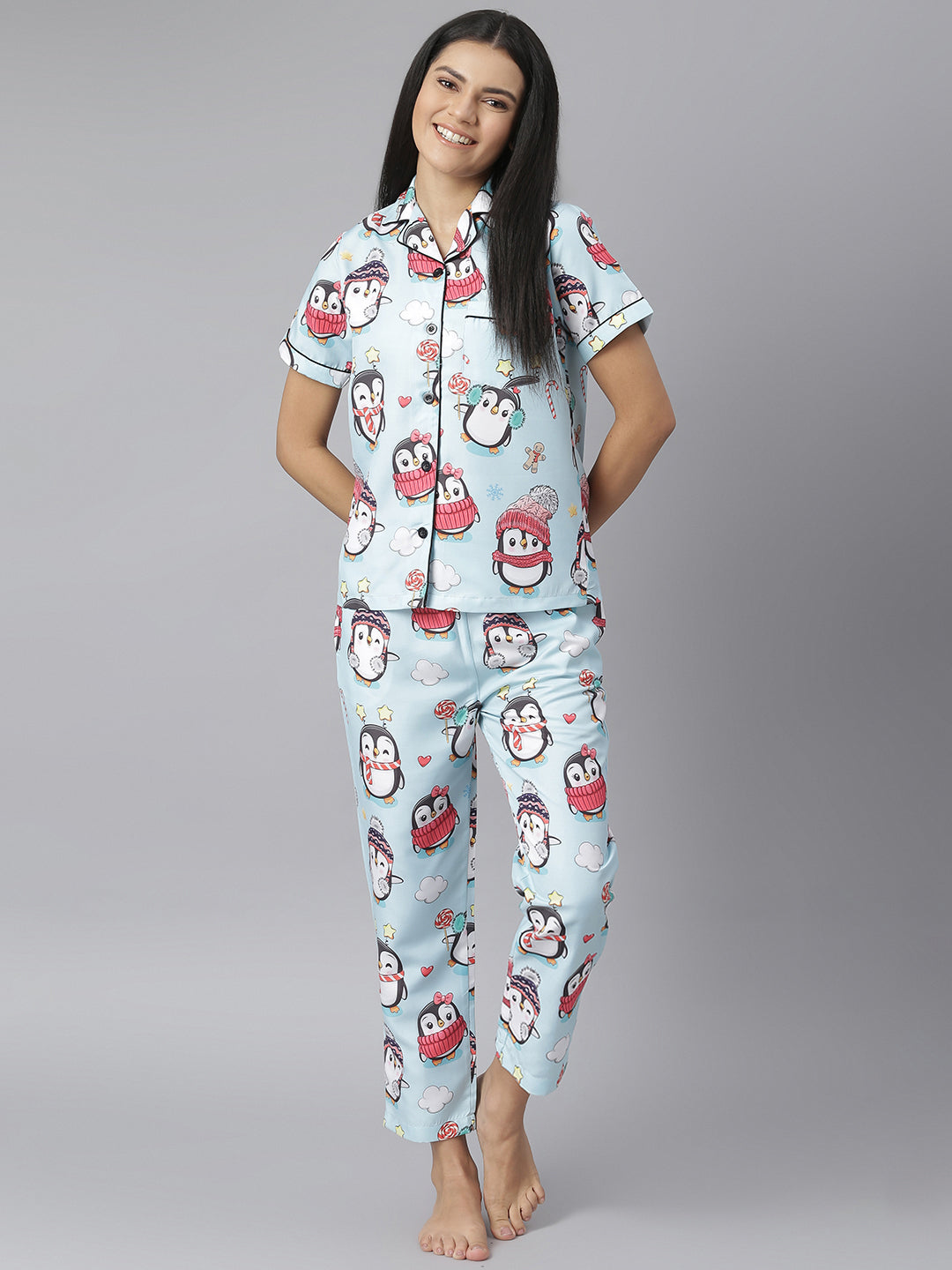 Women's Quirky Digital Print Night Suit Set - Stylestone