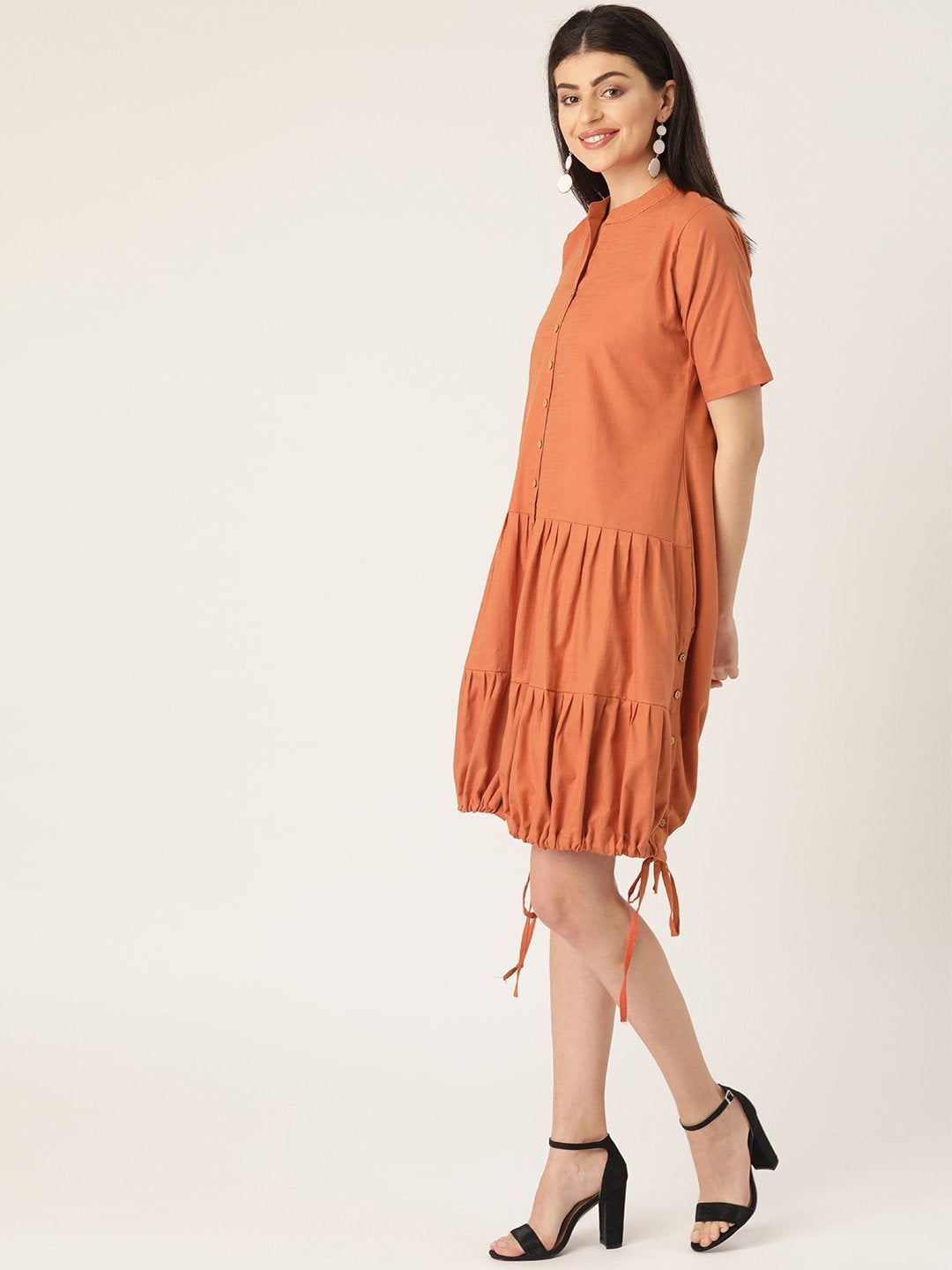 Women's Rust Colour Dress - InWeave