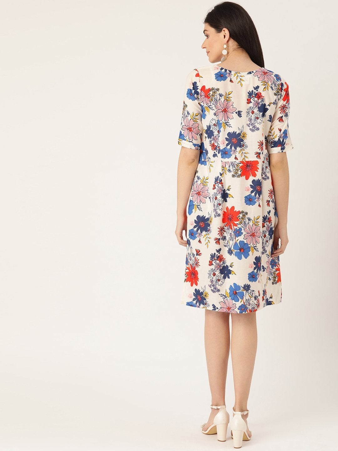 Women's Floral Printed Dress With Pockets - InWeave