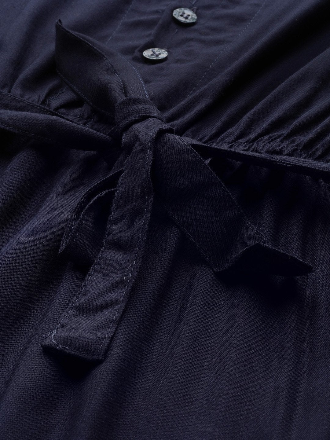 Women's Navy Blue Dress With Belt - InWeave