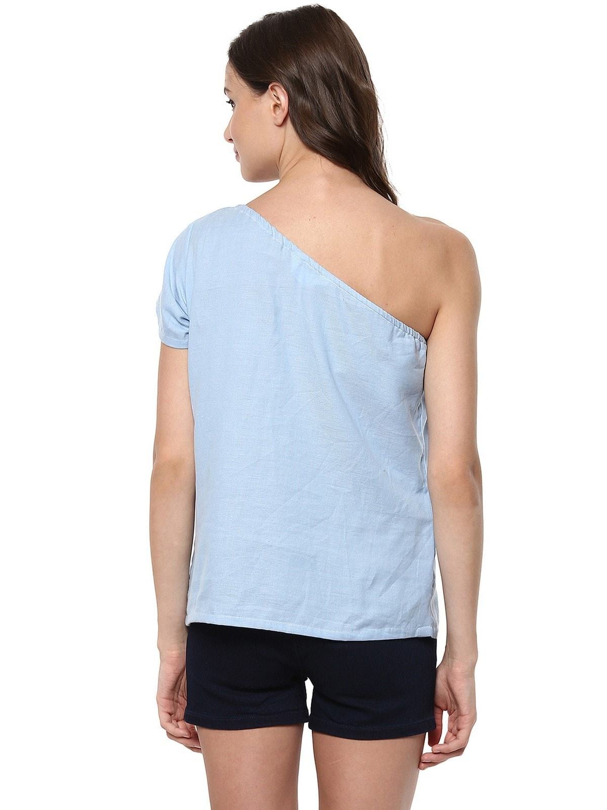 Women's Chambray One-Shoulder Top - Pannkh