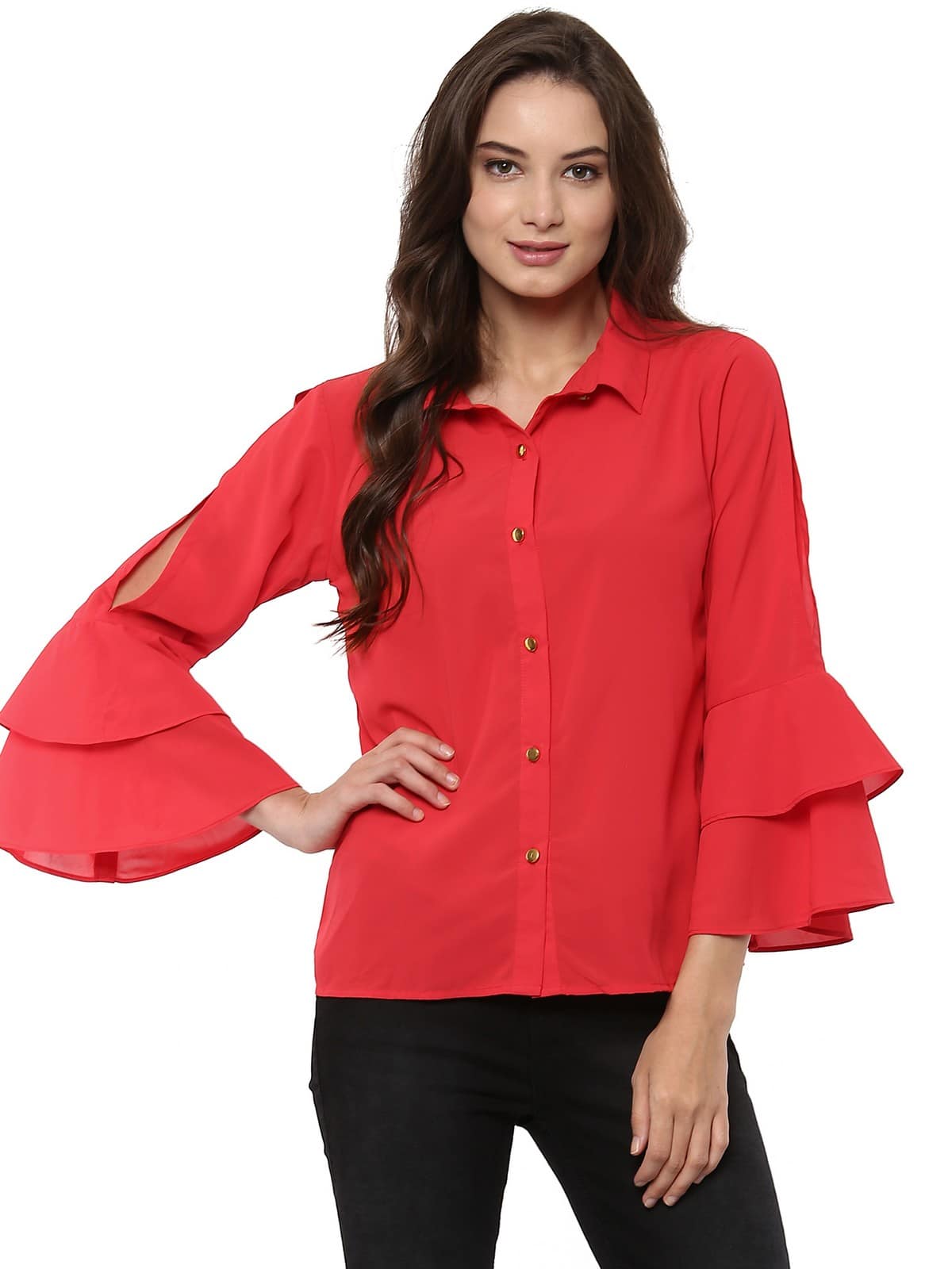 Women's Loose Shirt With Bell Sleeves - Pannkh