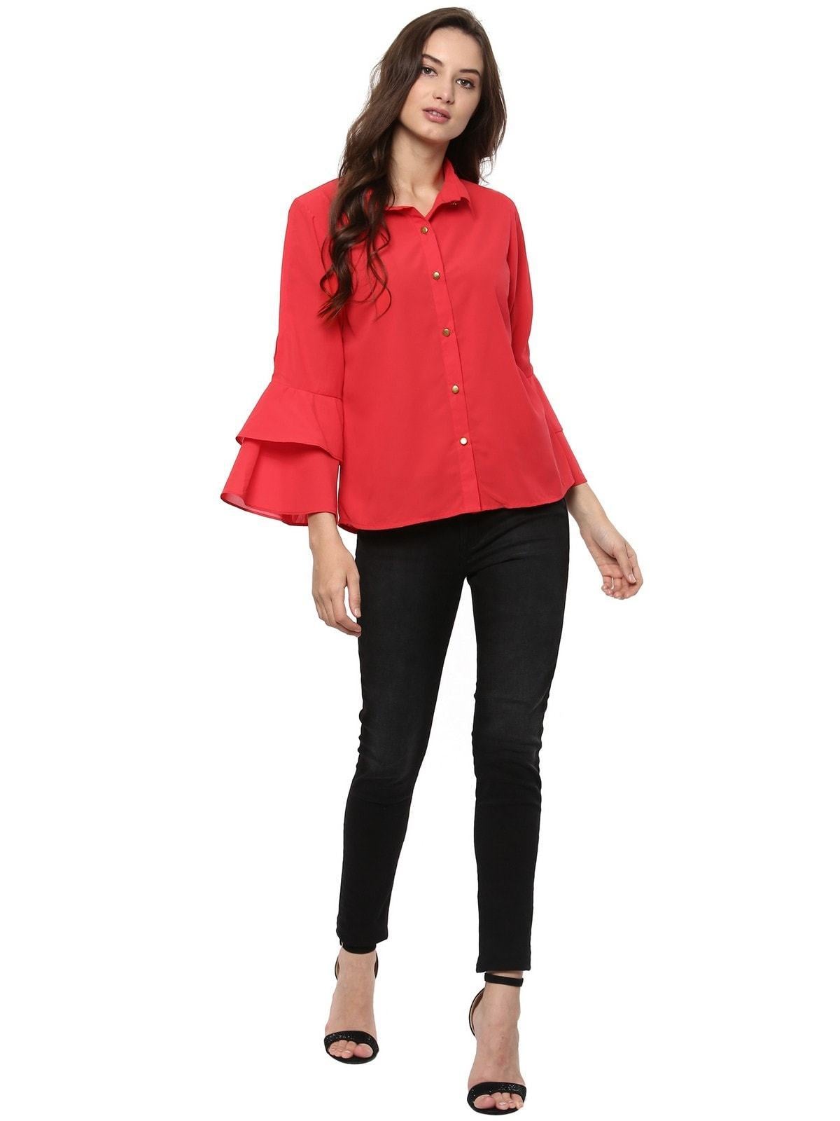 Women's Loose Shirt With Bell Sleeves - Pannkh