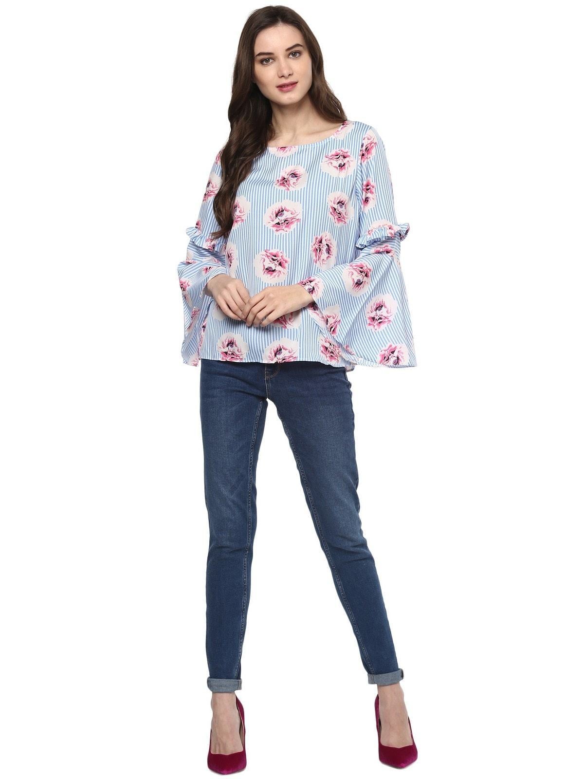 Women's Striped Floral Top - Pannkh