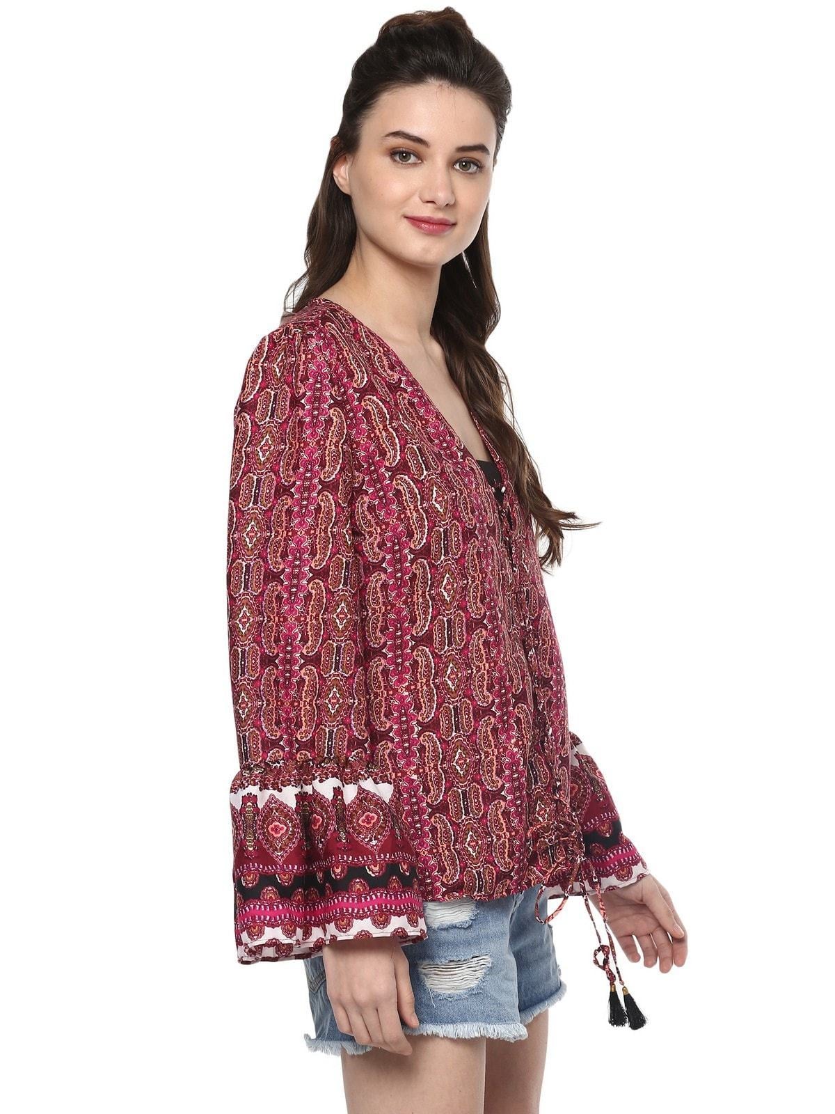Women's Printed Front Tie-Up Top - Pannkh