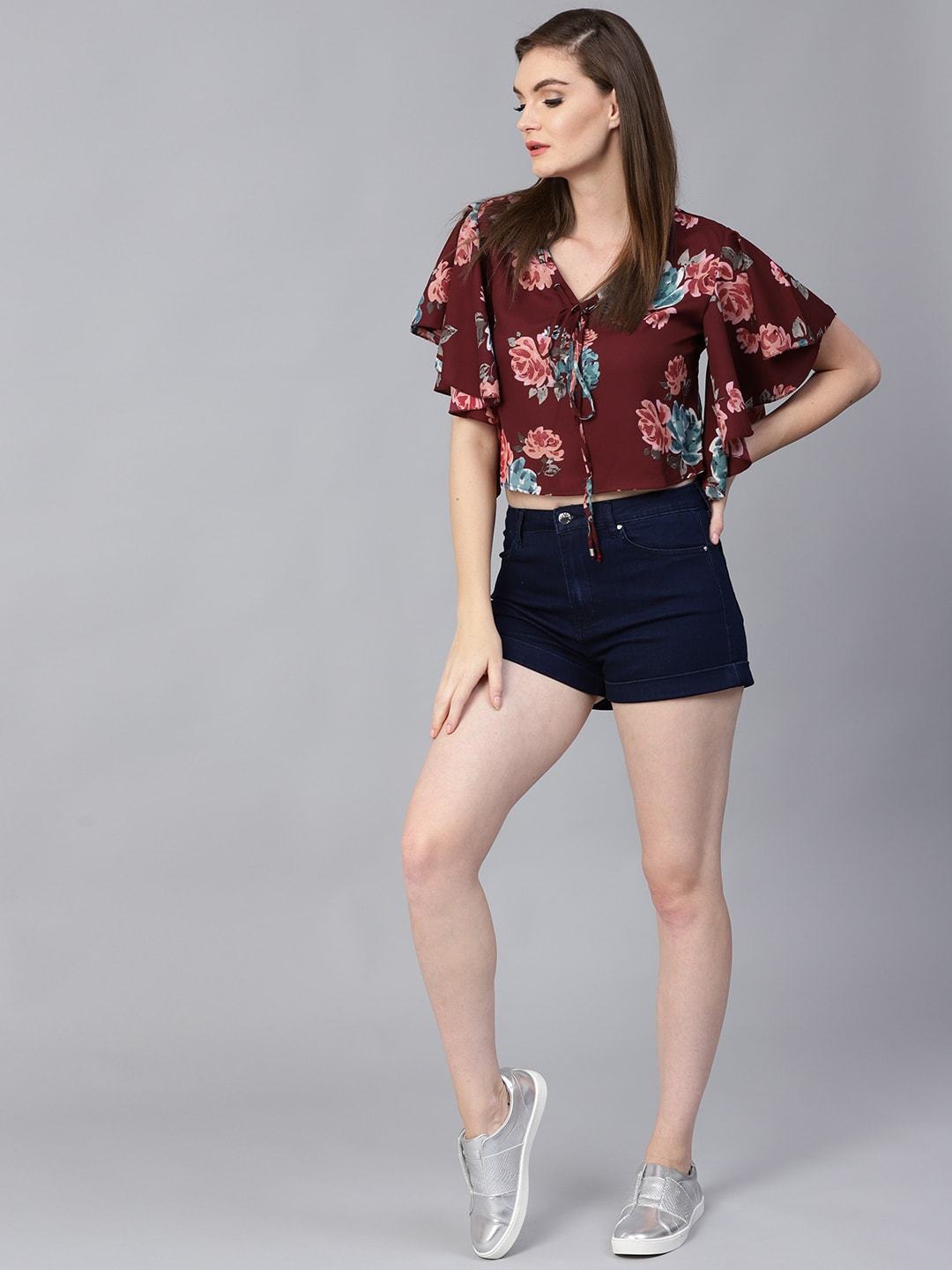 Women's Floral Flare Sleeves Top - Pannkh