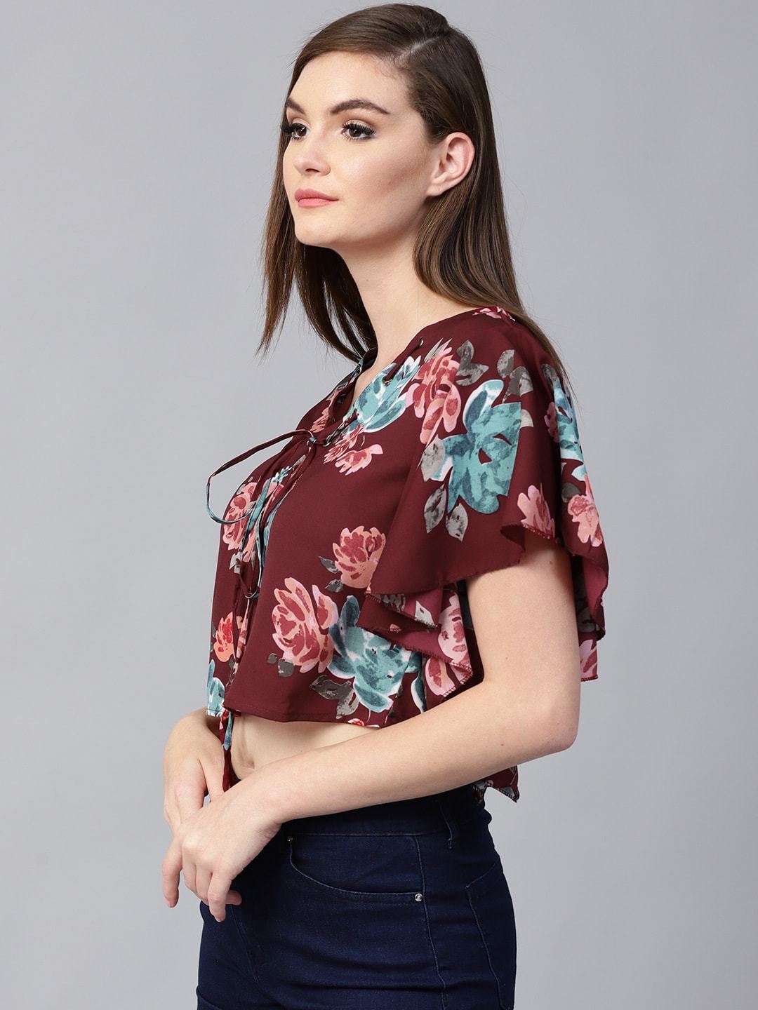 Women's Floral Flare Sleeves Top - Pannkh