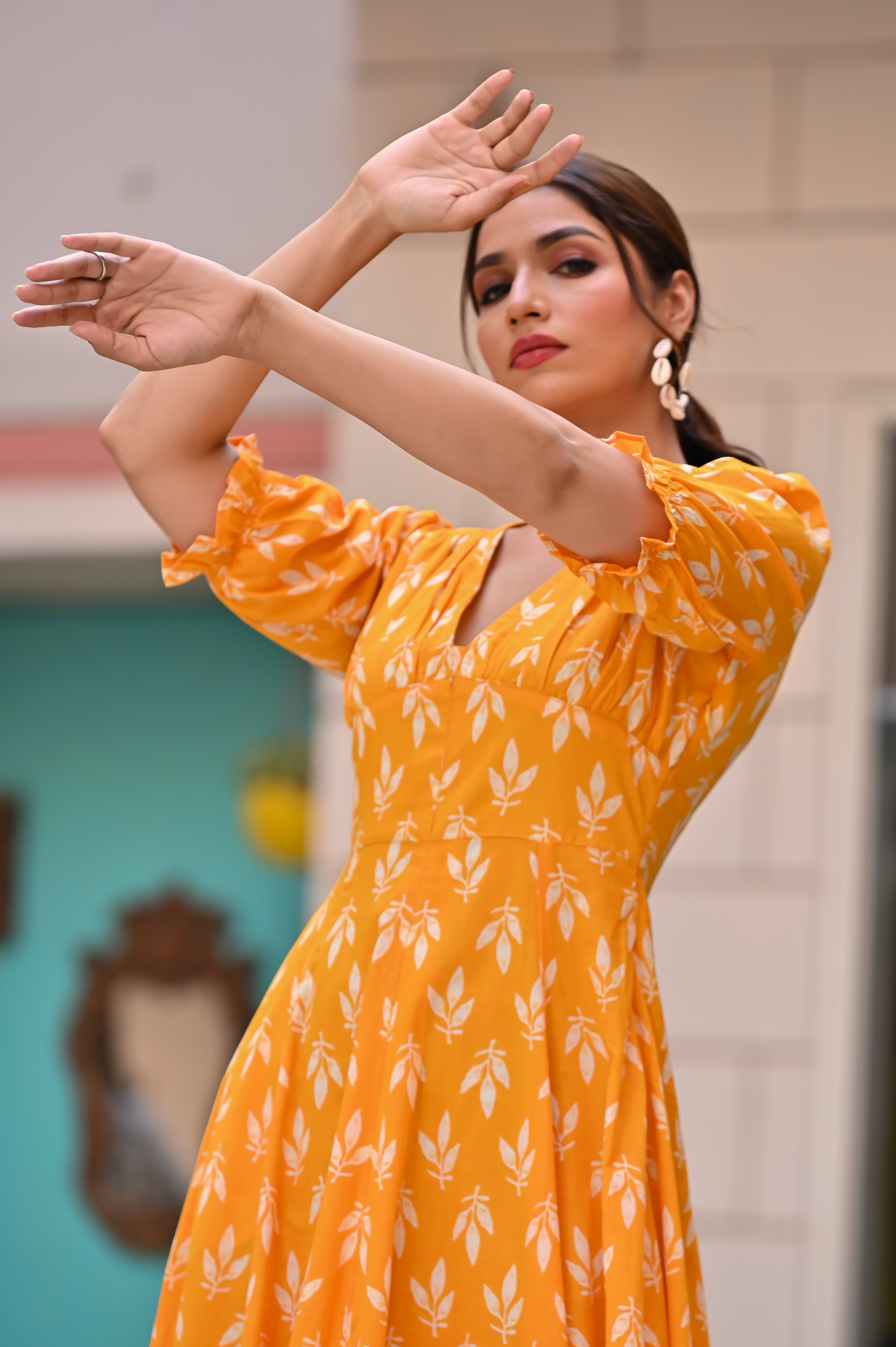 Women's Sunshine Yellow Classy Cotton Dress - Hatheli