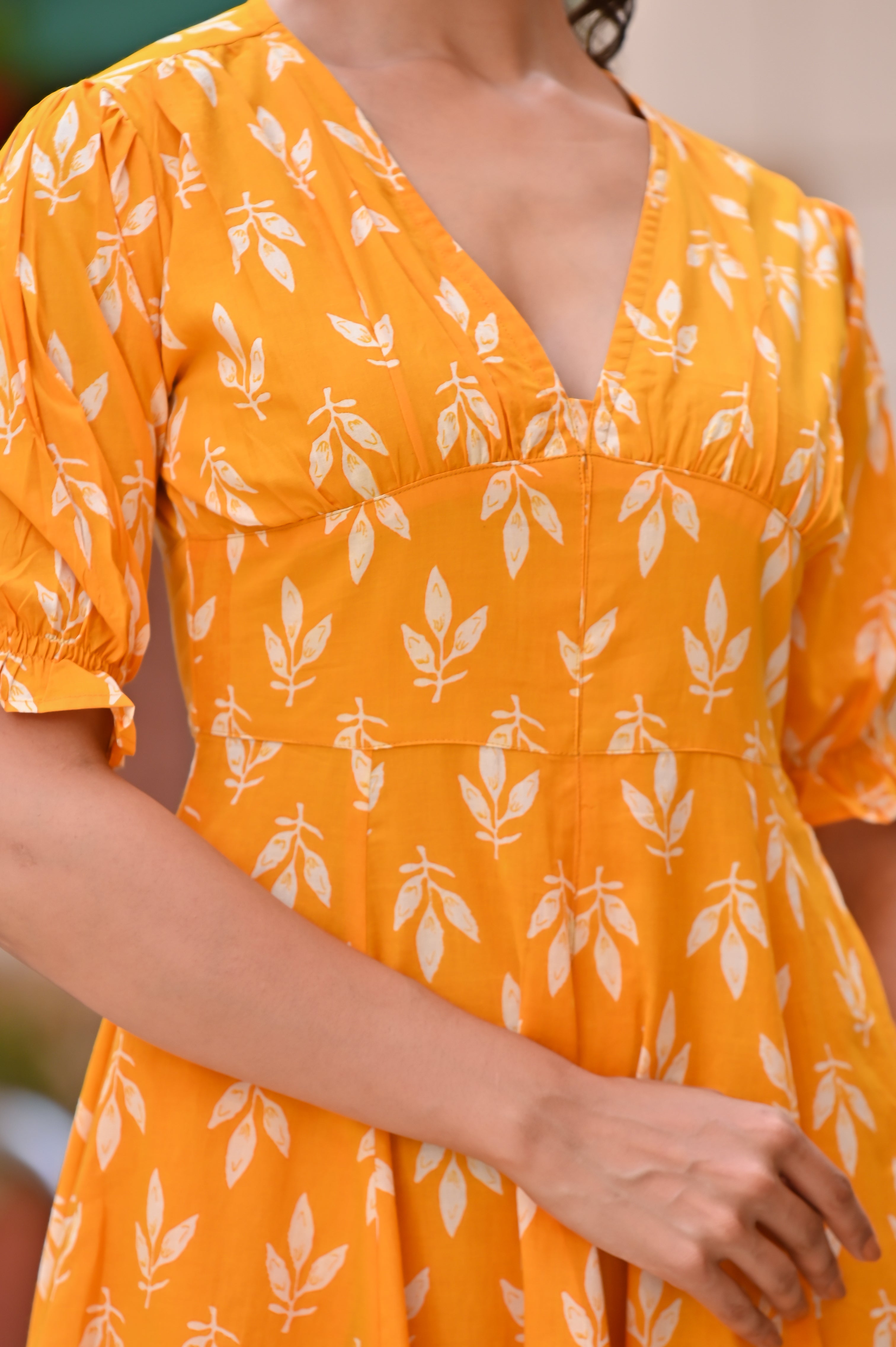Women's Sunshine Yellow Classy Cotton Dress - Hatheli
