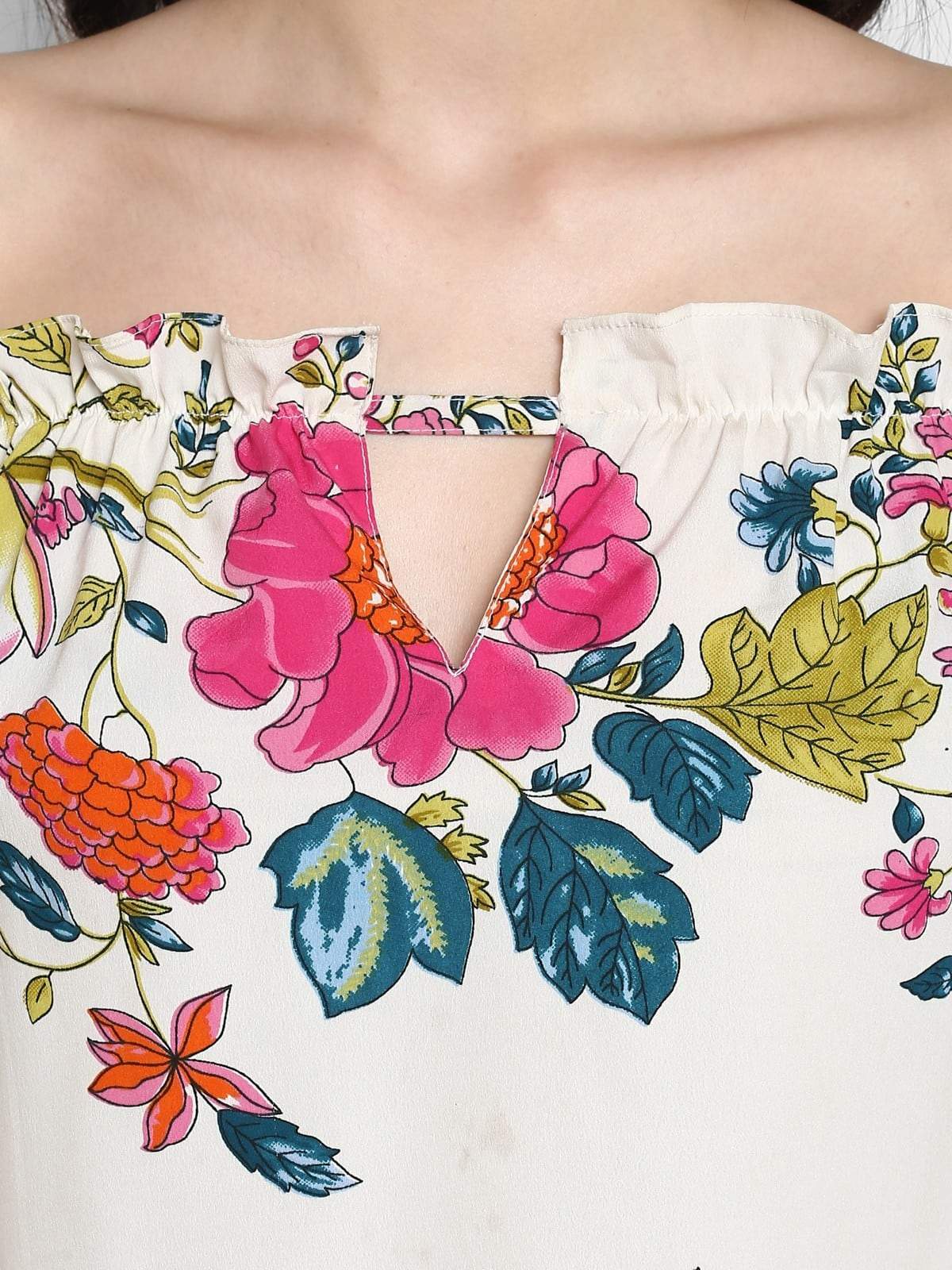 Women's Floral Off-Shoulder Crop Top - Pannkh