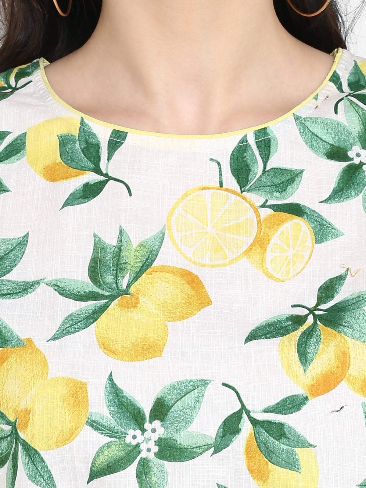Women's Lemon Printed Sleeveless Top - Pannkh