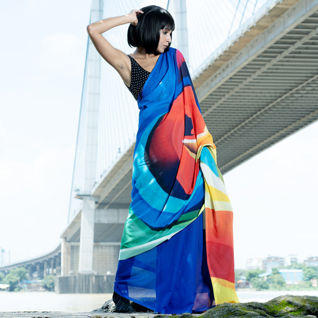 Women's Radiance Digital Printed Satin Georgette Saree